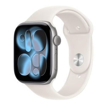 Apple Watch Series 11, 46 mm, Space Gray Aluminum Starlight Sport Band S/M